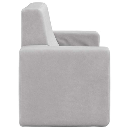 2-personers sofa til børn blødt plys lysegrå