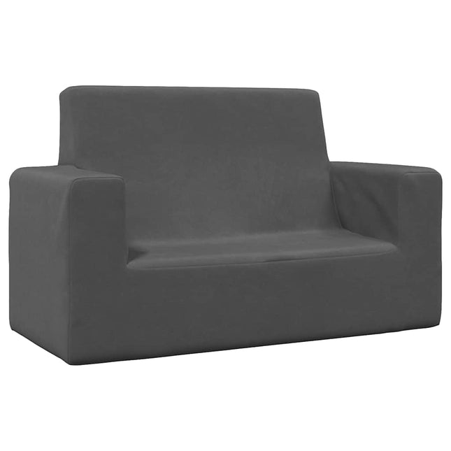 2-personers sofa til børn blødt plys antracitgrå