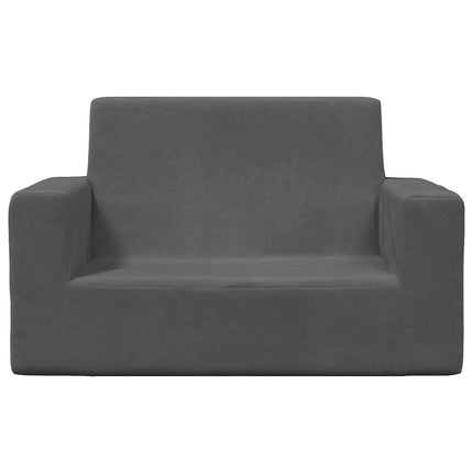 2-personers sofa til børn blødt plys antracitgrå