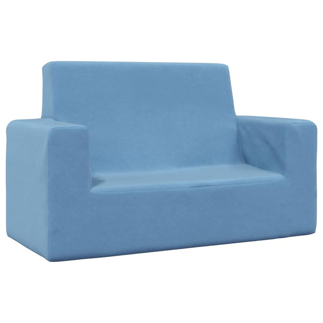 2-personers sofa til børn blødt plys blå