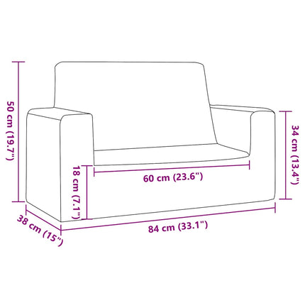 2-personers sofa til børn blødt plys blå