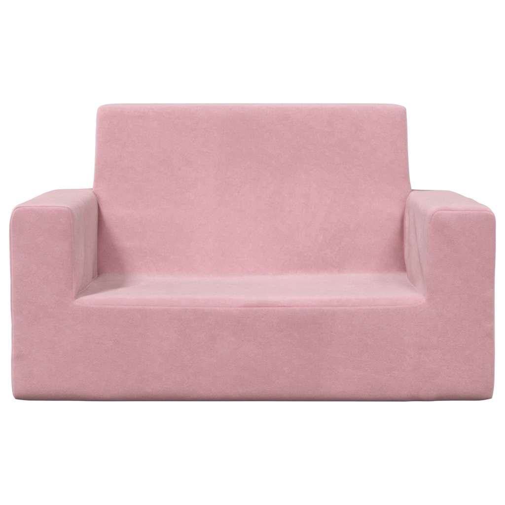 2-personers sofa til børn blødt plys pink