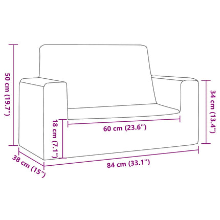 2-personers sofa til børn blødt plys pink
