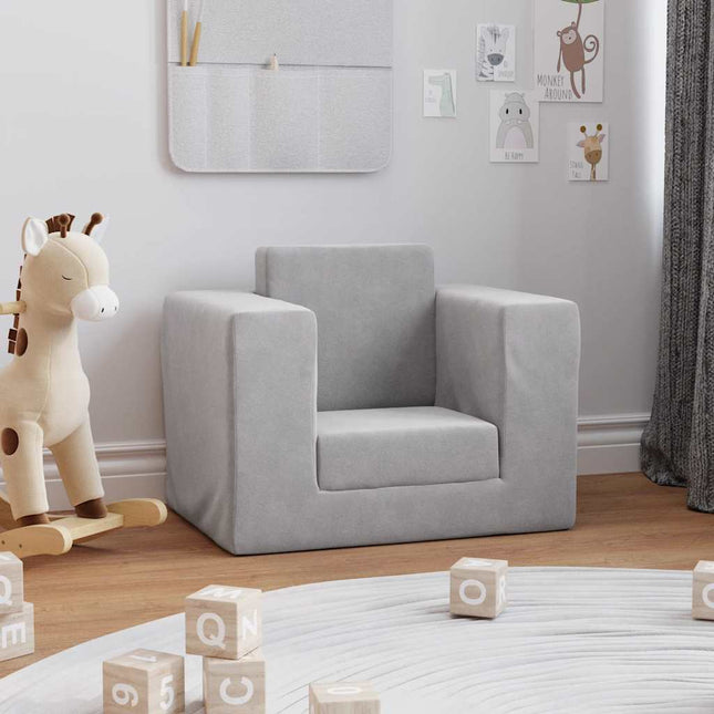 sofaseng til børn blødt plys lysegrå