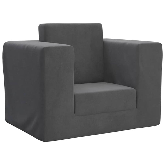 sofaseng til børn blødt plys antracitgrå