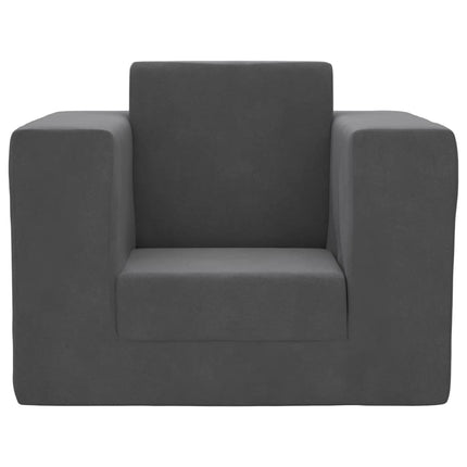 sofaseng til børn blødt plys antracitgrå