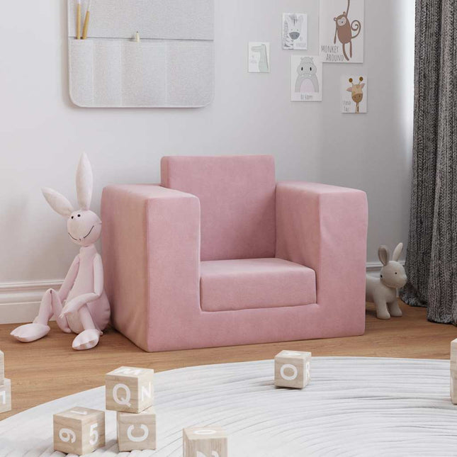 sofaseng til børn blødt plys lyserød