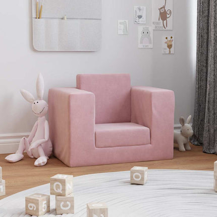 sofaseng til børn blødt plys lyserød