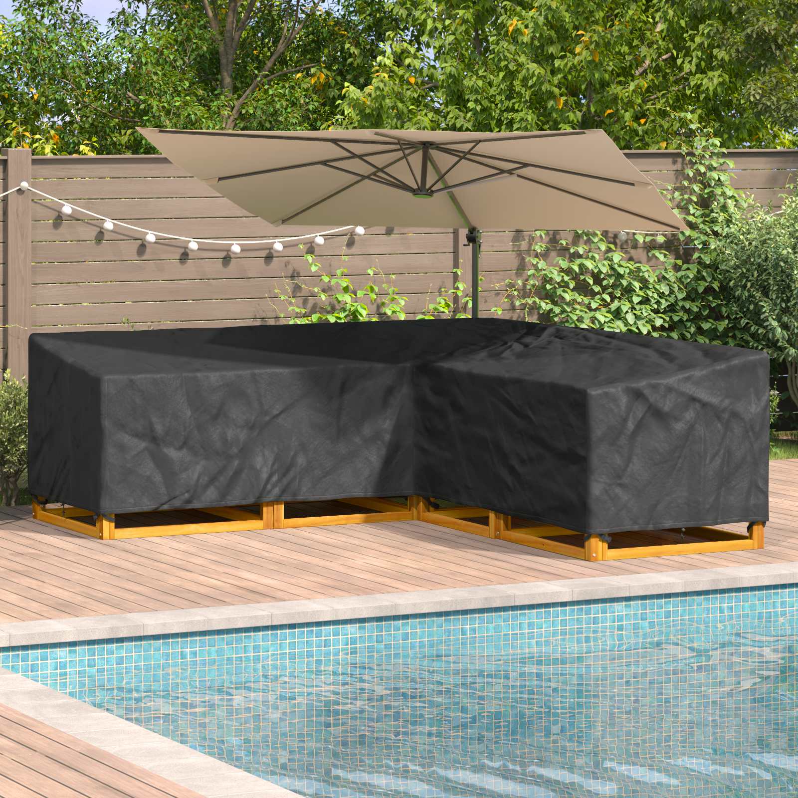Møbelbetræk Sort 255 x 255 x 80 cm 420D Oxford Stof
