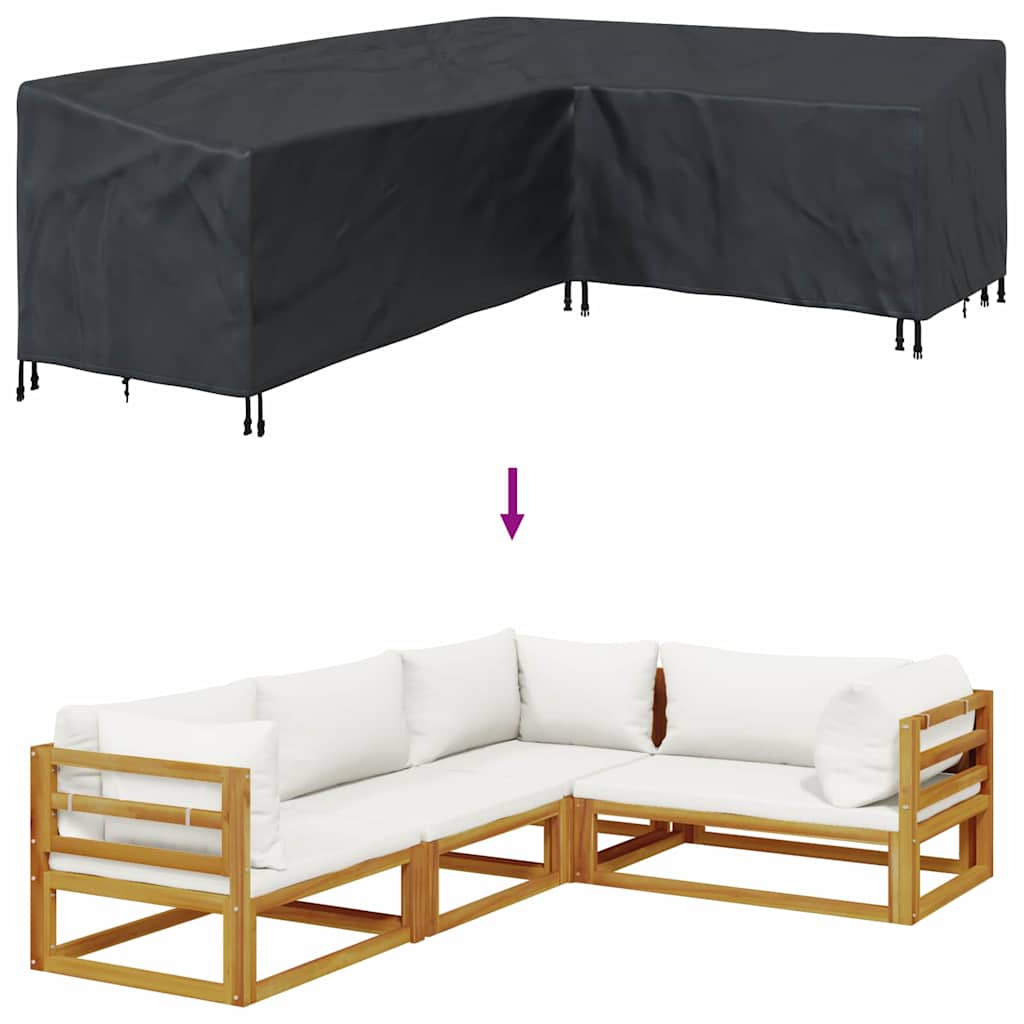 Overtræk til havemøbler Sort 260 x 210 x 80 cm 600D Oxford Stof