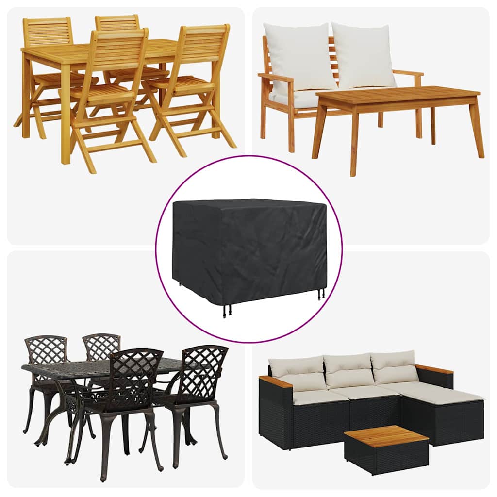 Overtræk til havemøbler Sort 125 x 125 x 74 cm 420D