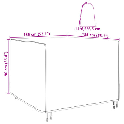 Møbelbetræk Sort 135 x 135 x 90 cm 210D Oxford Stof