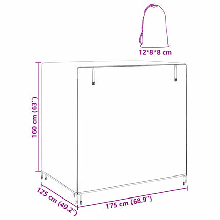 Overtræk til udendørs gynge 175 x 125 x 180 cm 210D Oxford Stof