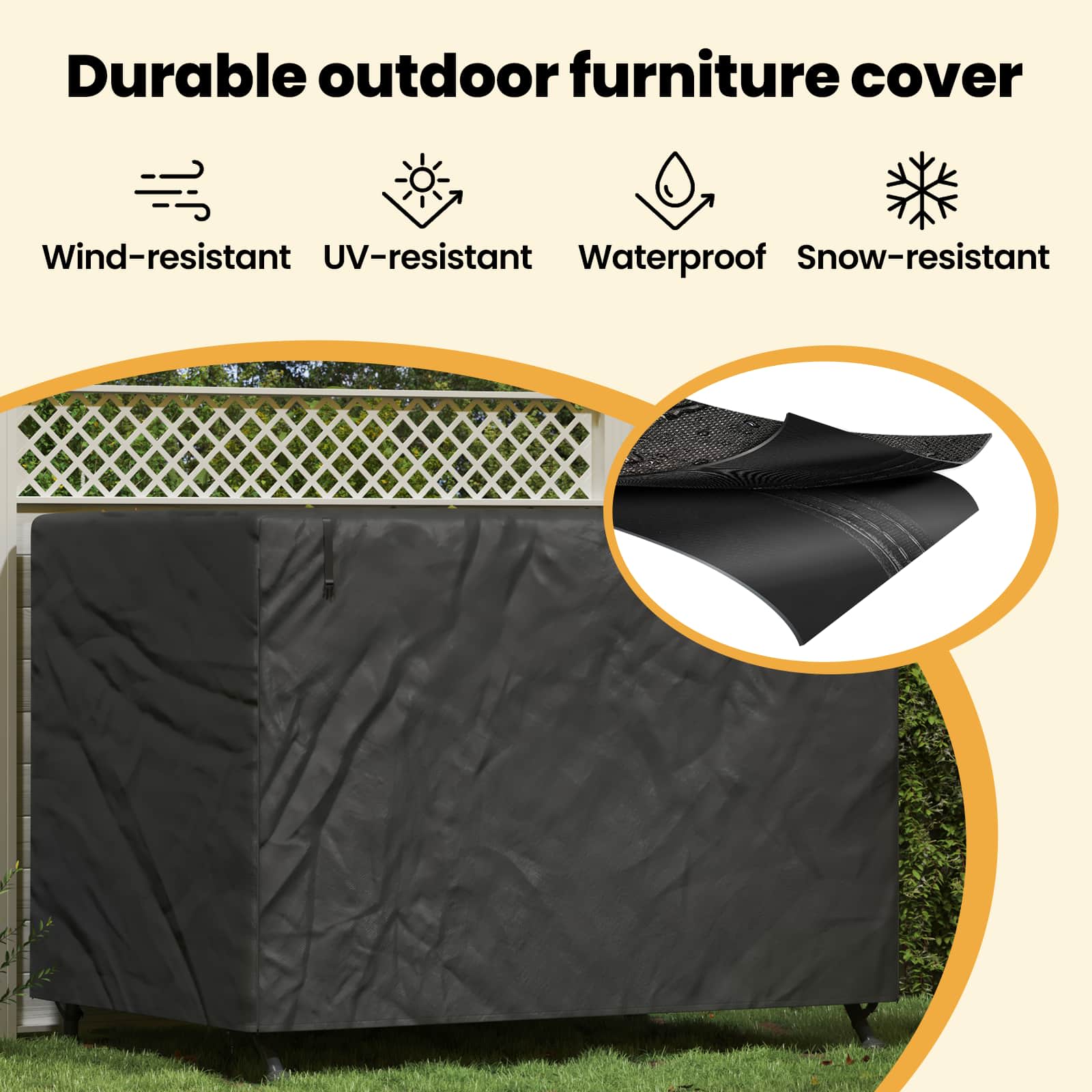 Overtræk til udendørs gynge 220 x 125 x 170 cm 600D Oxford Stof