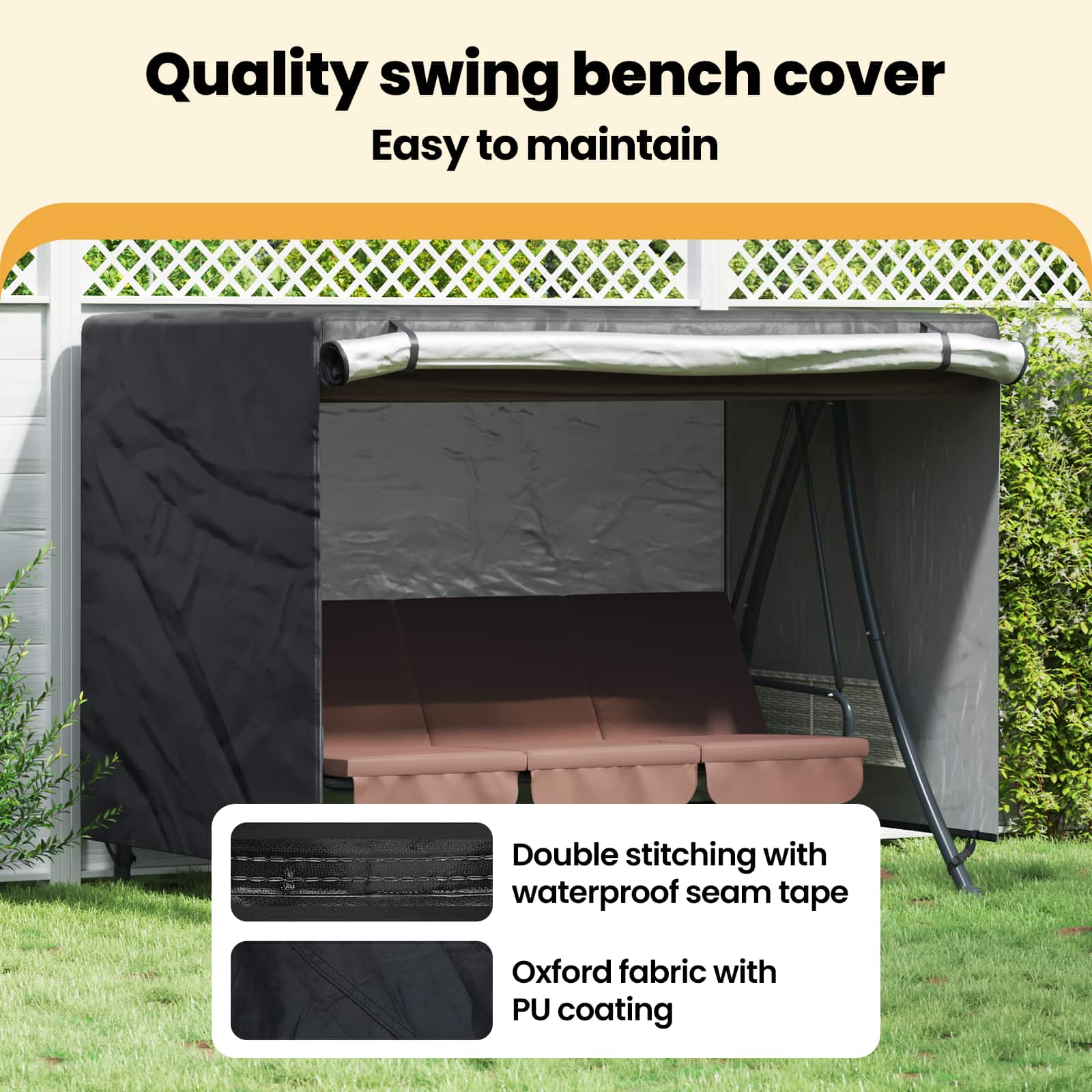 Overtræk til udendørs gynge 220 x 125 x 170 cm 600D Oxford Stof