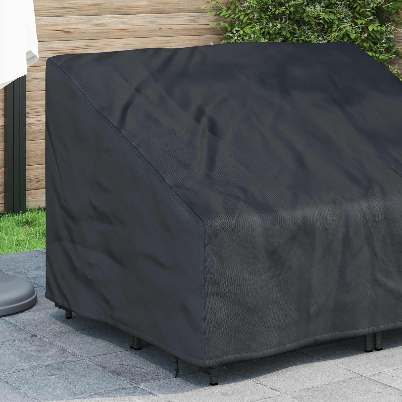 Havebænkkappe Sort 130 x 95 x 40 / 80 cm 420D Oxford Stof