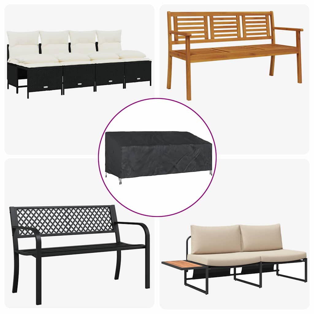 Havebænkkappe Sort 200 x 100 x 89 cm 210D oxford stof