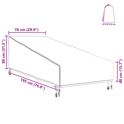 Udendørs møbelovertræk 195 x 76 x 82 cm 600D Oxford Stof Sort