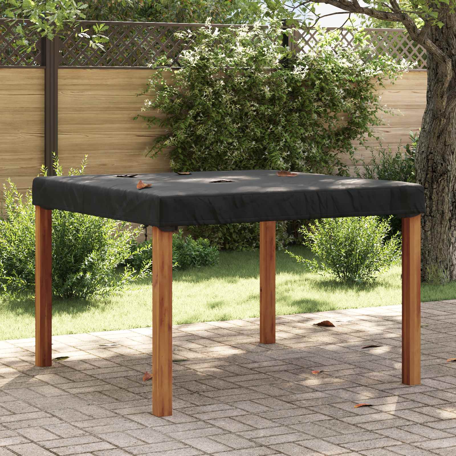 Borddække Ensfarvet Sort 142 x 142 x 15 cm Stof billede