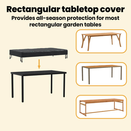Borddække 122 x 72 x 15 cm Stof Rektangulær Vandtæt Sort