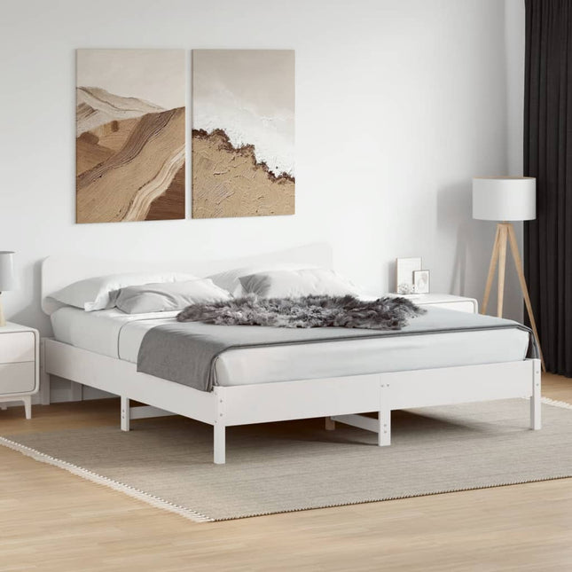 sengeramme uden madras 200x200 cm massivt fyrretræ hvid