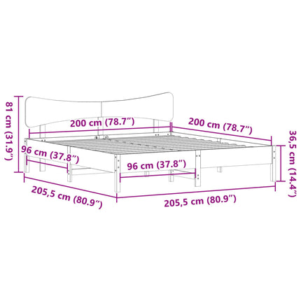sengeramme uden madras 200x200 cm massivt fyrretræ gyldenbrun