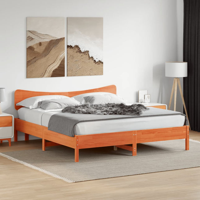 sengeramme uden madras 200x200 cm massivt fyrretræ gyldenbrun