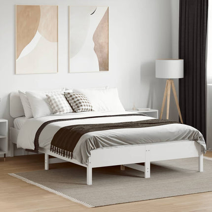 sengeramme uden madras 150x200 cm massivt fyrretræ hvid