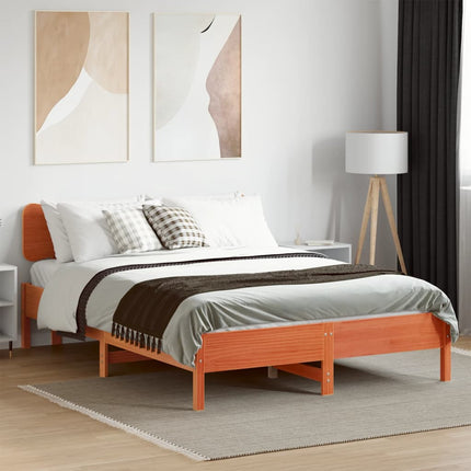 sengeramme uden madras 150x200 cm massivt fyrretræ gyldenbrun