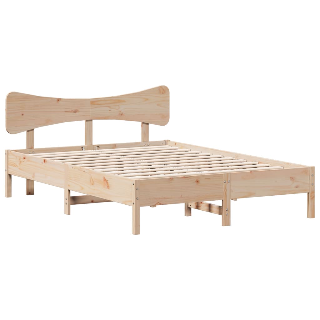 sengeramme uden madras 135x190 cm massivt fyrretræ hvid