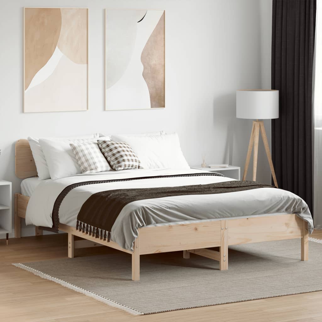 sengeramme uden madras 135x190 cm massivt fyrretræ hvid