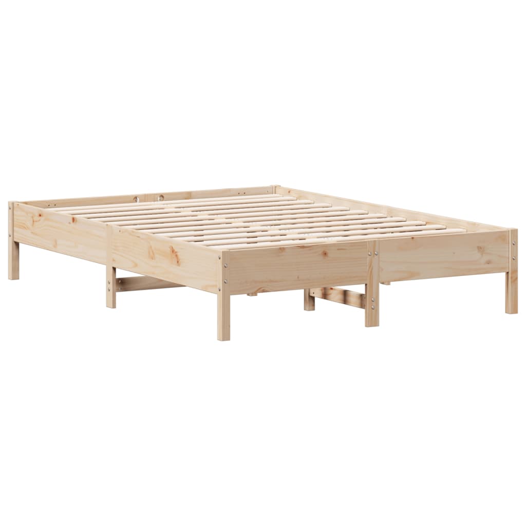 sengeramme uden madras 135x190 cm massivt fyrretræ hvid