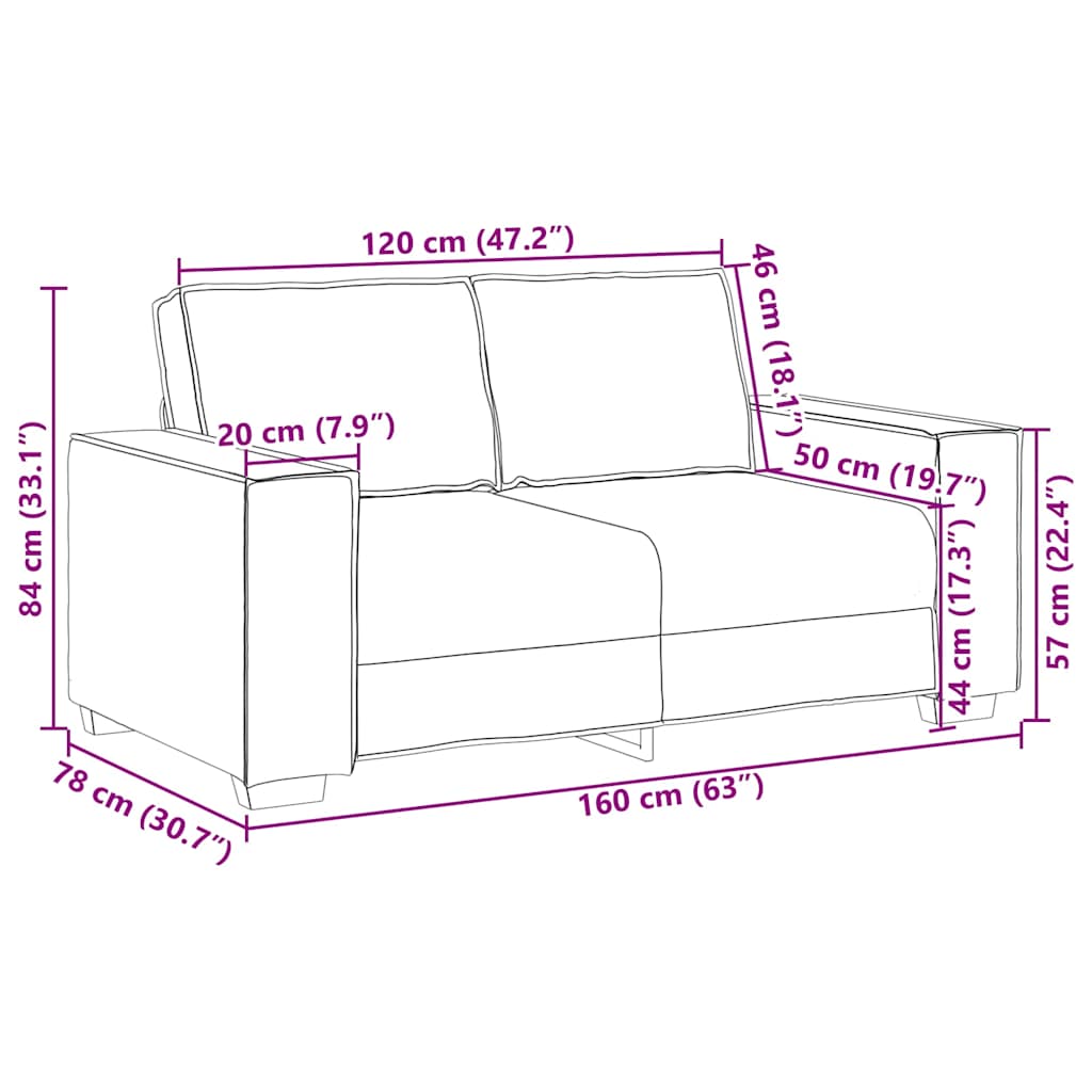 2-personers sofa mørkegrå 120 cm stof