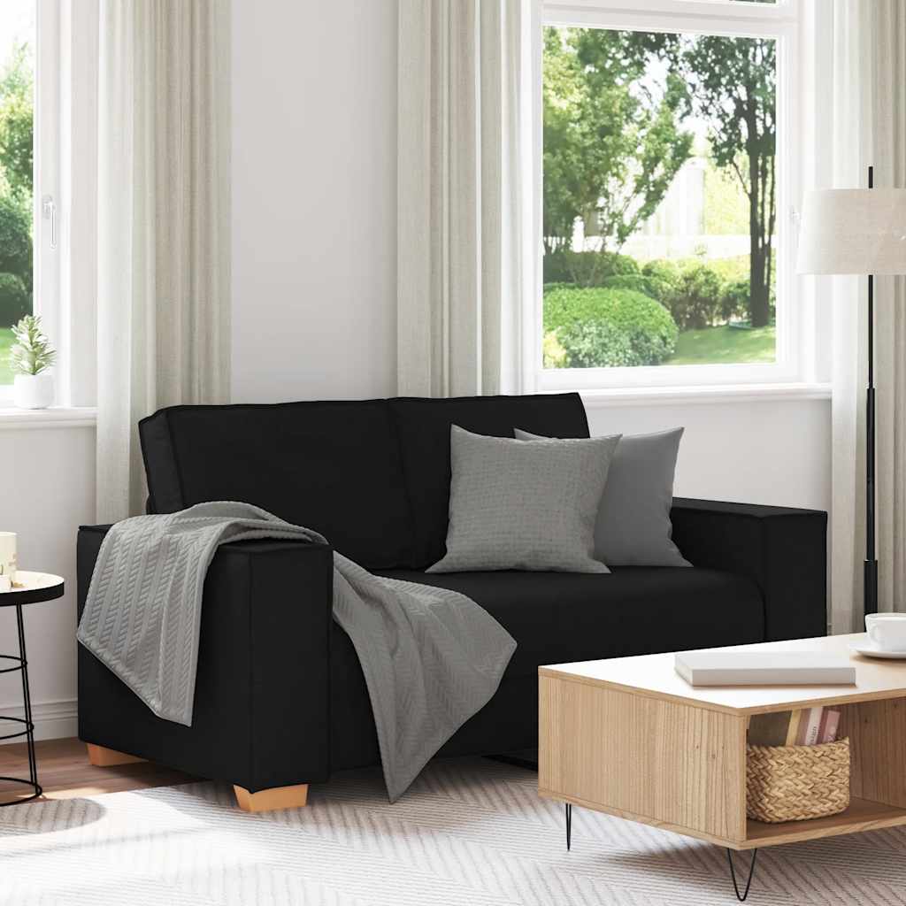 2-personers sofa i sort stof - 160 x 78 x 84 cm