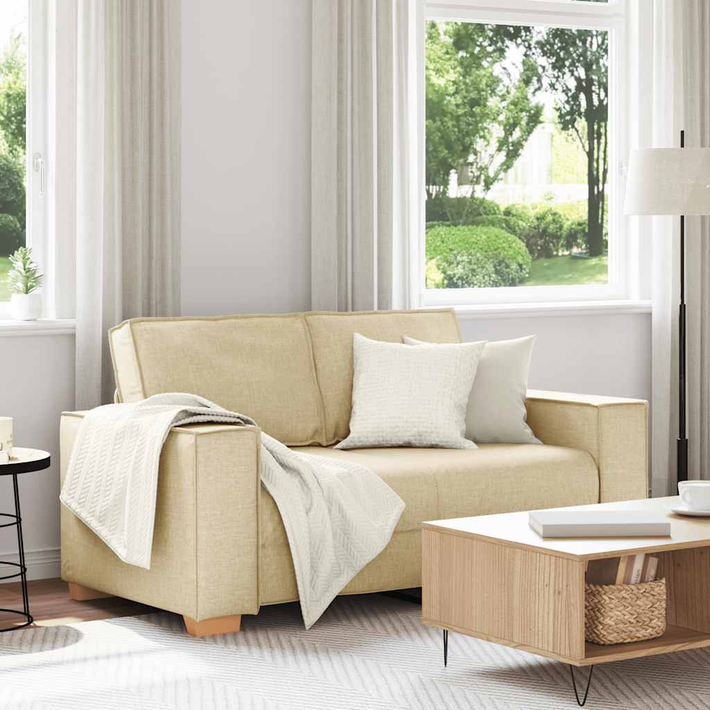 2-personers sofa i stof - cremefarvet, 160×78×84 cm