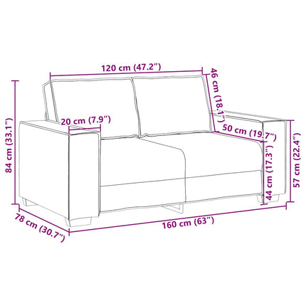 2-personers sofa i linned 160x78x84 cm