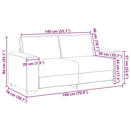 2-personers sofa vinrød 180x78x84 cm stof