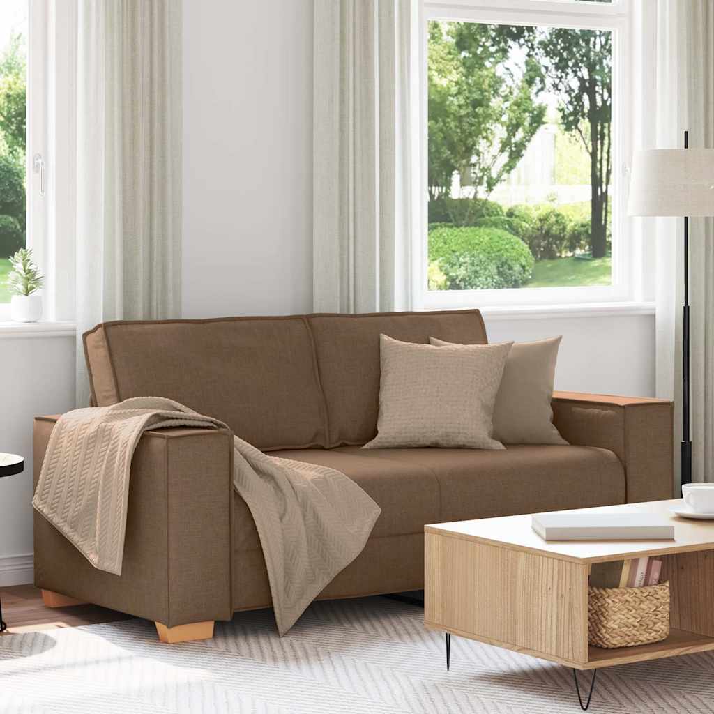 2-personers sofa brun 180x78x84 cm stof billede