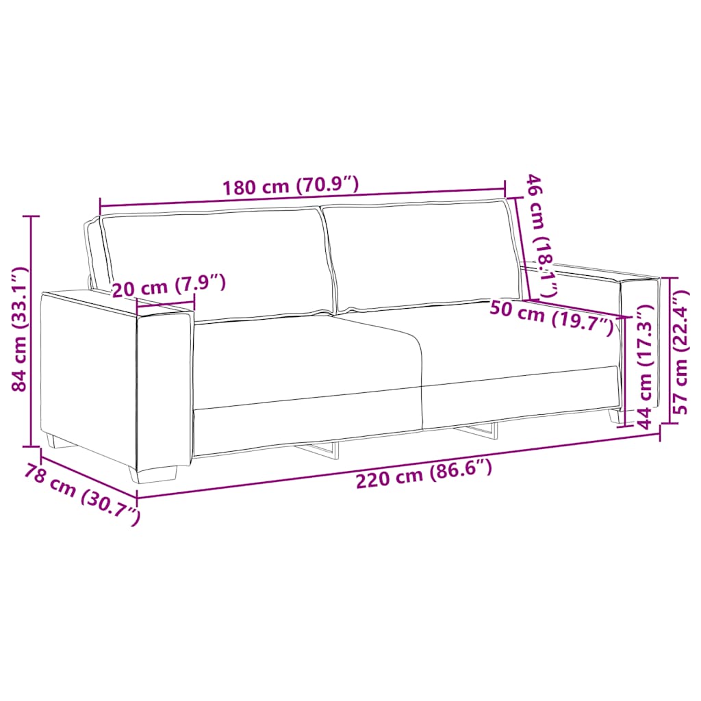 3-personers sofa mørkegrå 180 cm stof