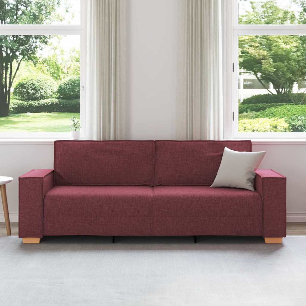 3-personers sofa vinrød 180 cm stof