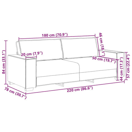 3-personers sofa Beige 220 cm Linned-blandet stof