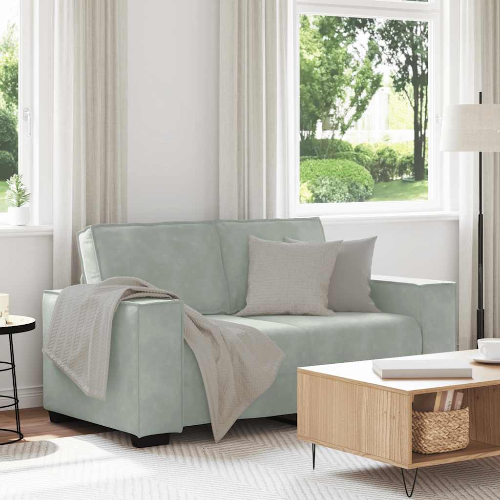 2-personers sofa i velour - lysegrå, 160×78×84 cm