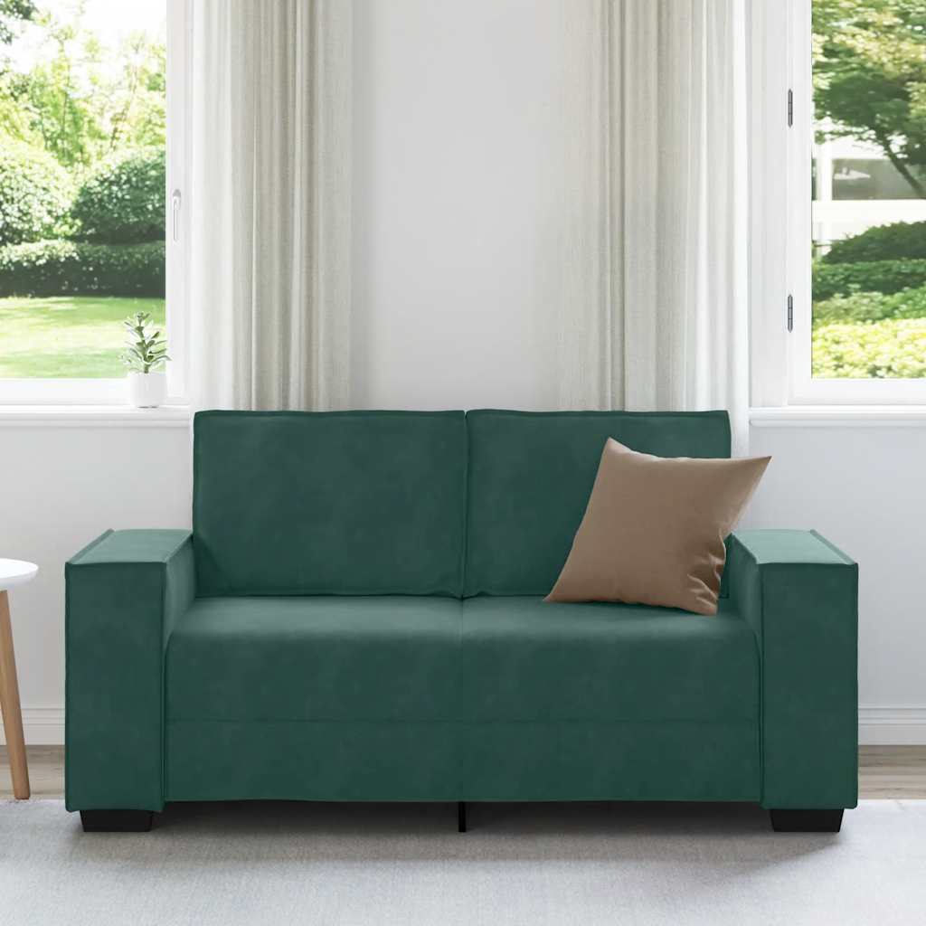 2-personers sofa 120 cm fløjl mørkegrøn