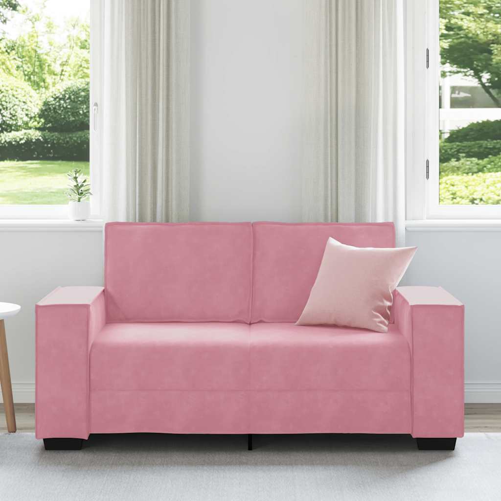 2-personers sofa 120 cm fløjl lyserød