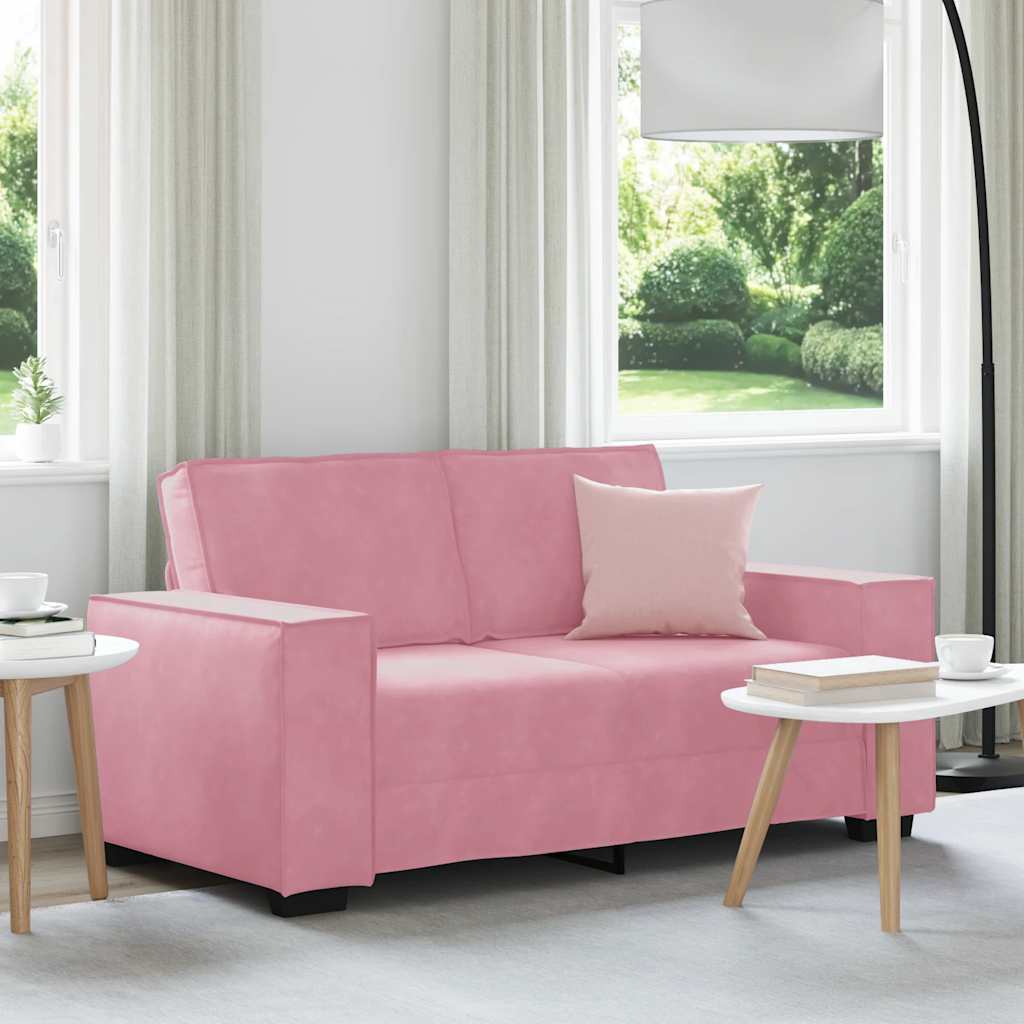 2-personers sofa i fløjl - 160 × 78 × 84 cm, lyserød