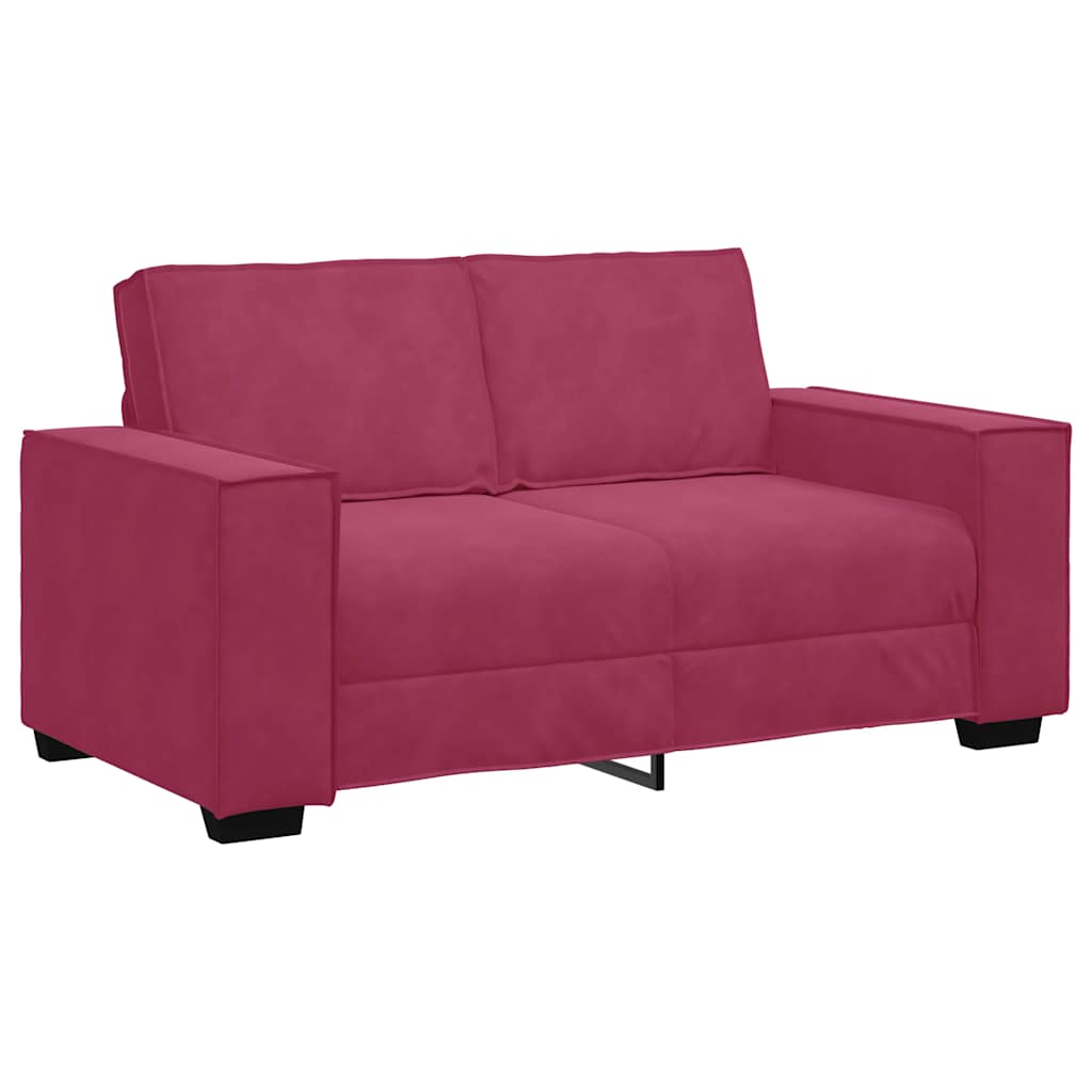 2-personers sofa 120 cm fløjl vinrød