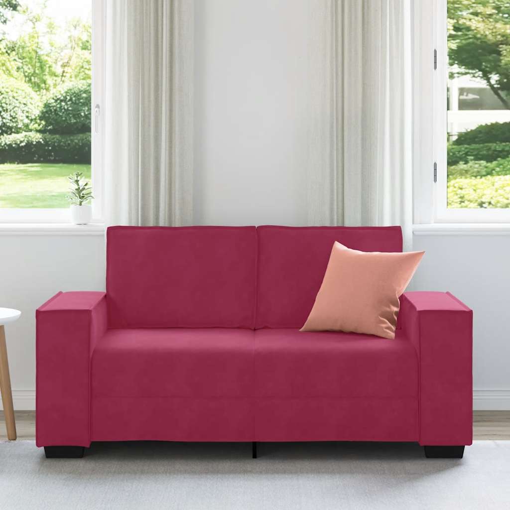 2-personers sofa 120 cm fløjl vinrød