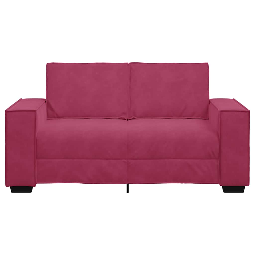 2-personers sofa 120 cm fløjl vinrød