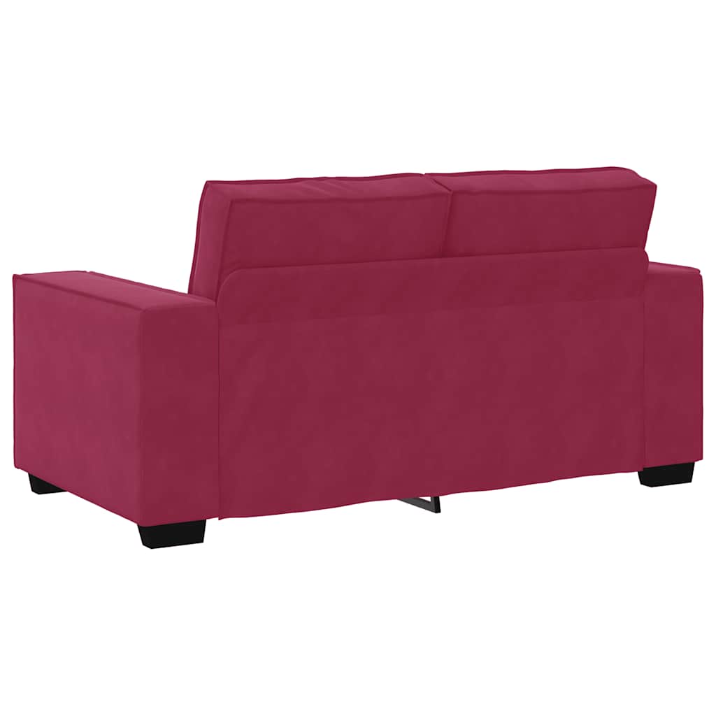 2-personers sofa 120 cm fløjl vinrød