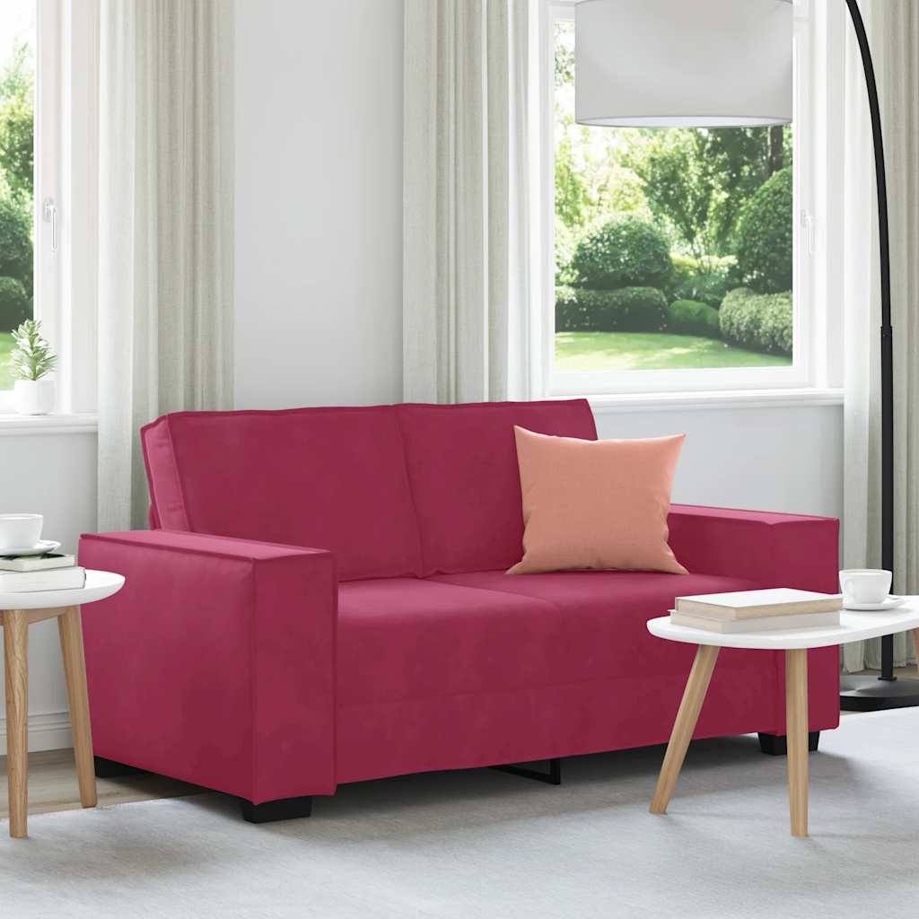 2-personers sofa 120 cm fløjl vinrød